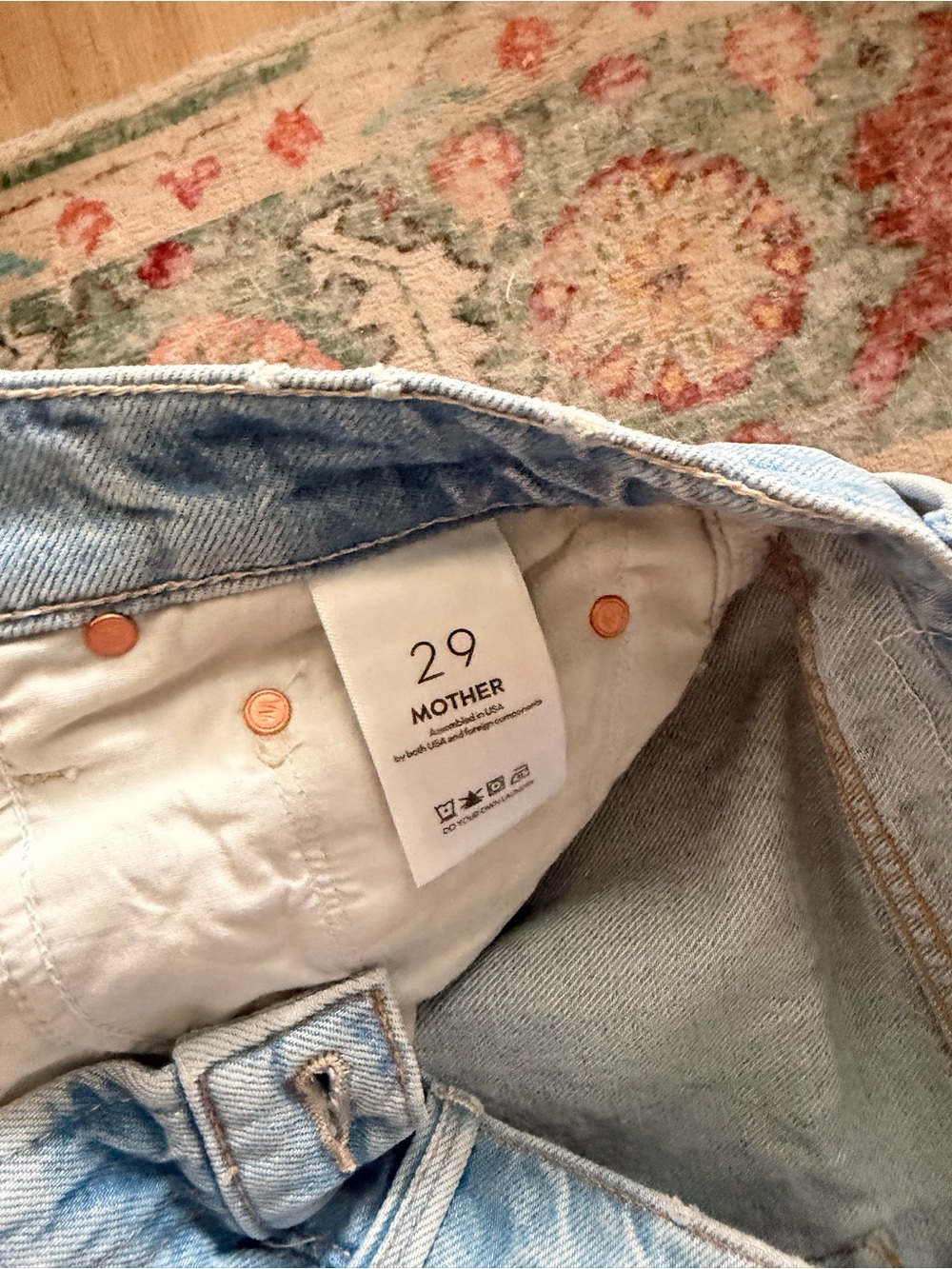 MOTHER Light Blue Distressed Wide-Leg Jeans The Spinner Zip Sneak - Picture 4 of 6